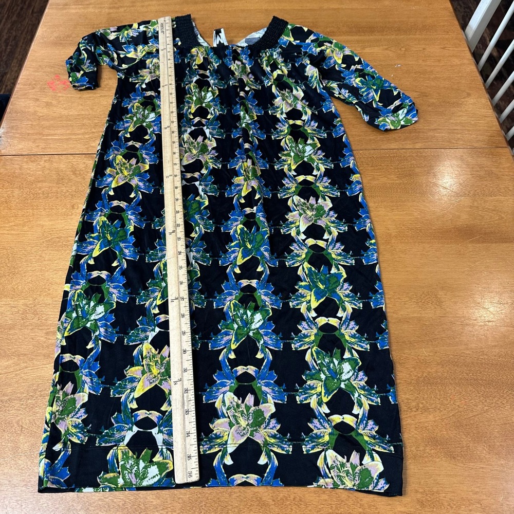 M Missoni Sheath Dress Womens Floral Lily Black Knit Trim 3/4 Sleeve Designer XS - Picture 7 of 7